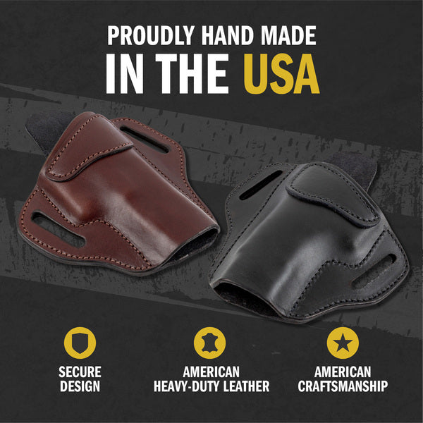 Relentless Tactical Ultimate Leather Holster 2 Slot OWB | Made in USA | Lifetime Warranty | For GLOCK 17 19 22 26 32 33 / S&W M&P Shield / Springfield XD & XDS / Plus All Similar Sized Handguns