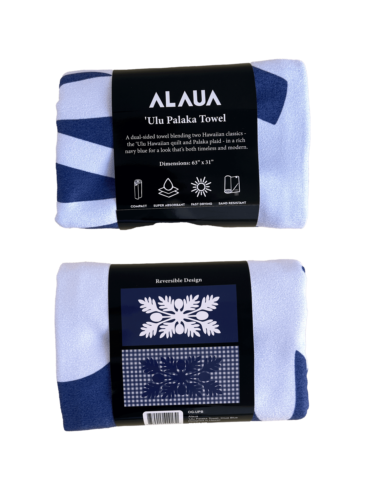 Alaua 'Ulu Palaka Anywhere Towel (Blue)