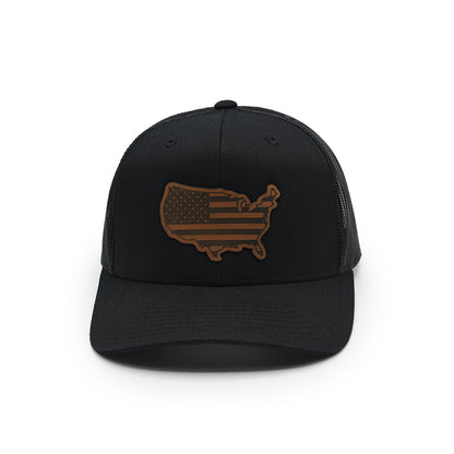 Shield Republic USA Country Flag Leather Patch Hat