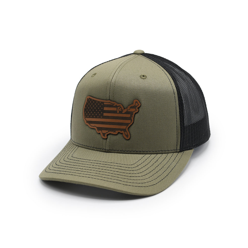 Shield Republic USA Country Flag Leather Patch Hat