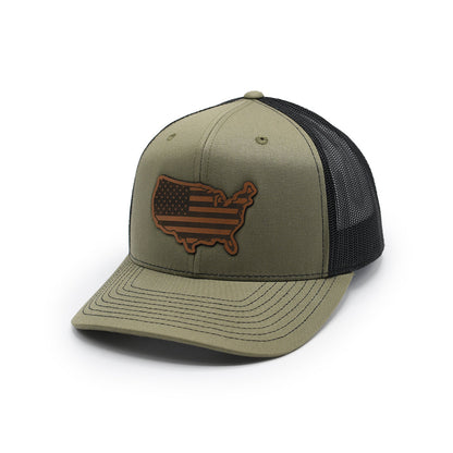 Shield Republic USA Country Flag Leather Patch Hat