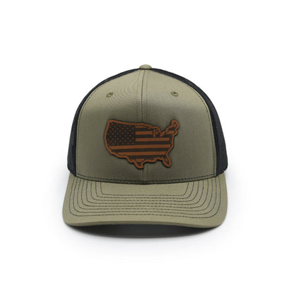 Shield Republic USA Country Flag Leather Patch Hat