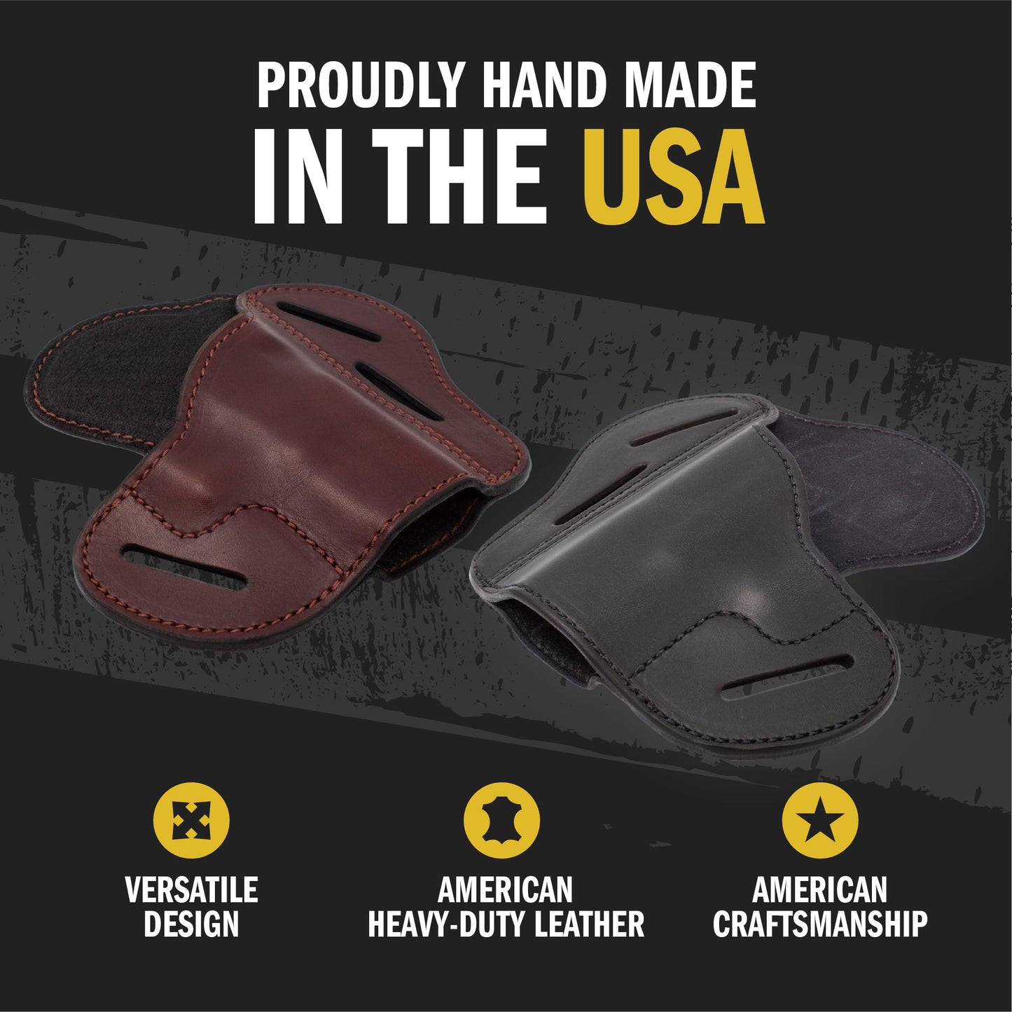 Relentless Tactical The Ultimate Leather Gun Holster | 3 Slot Pancake Style Belt Holster | Handmade in the USA! | Fits S&W Shield/Glock/XD - Lifetime Warranty