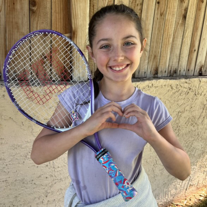 Racket Pets VALUE PACK - A Pink and Purple Unicorn Racket Pet Tennis Dampener and Overgrip Tape with a (Pack of 2) Replacement Overgrip Tape