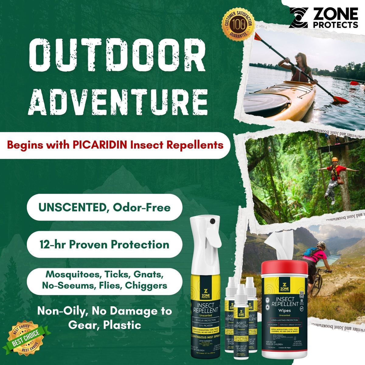 Zone Protects Unscented Picaridin Super Bundle Insect Repellent