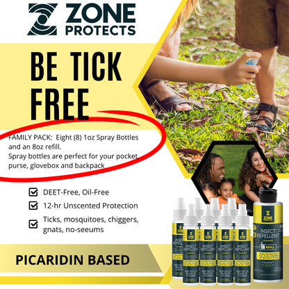 Zone Protects Unscented Insect Repellent Spray, 1oz Family Pack + Refill Bundle