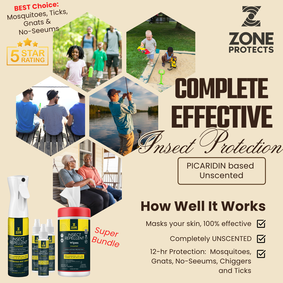 Zone Protects Unscented Picaridin Super Bundle Insect Repellent