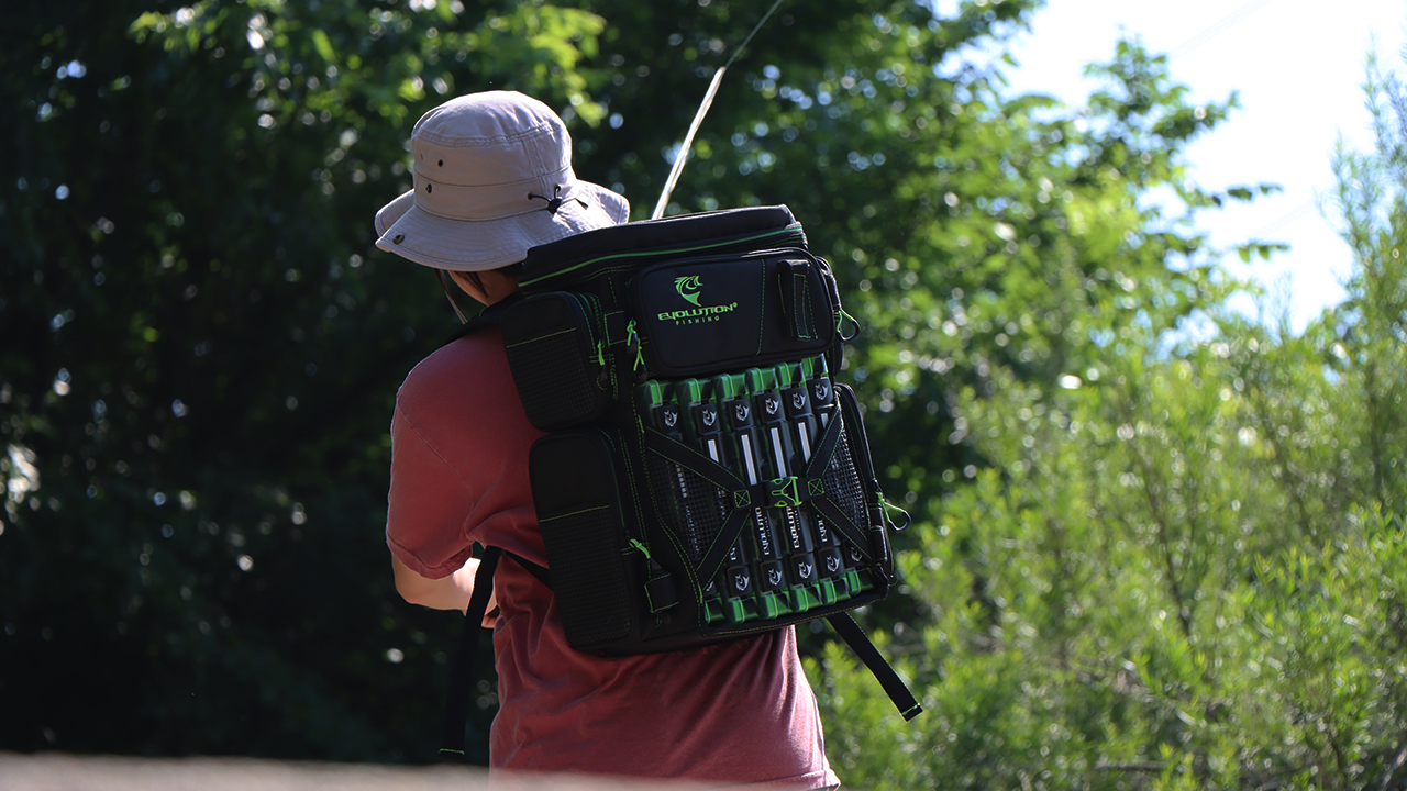 Evolution Outdoor Drift Series 3600 Tackle Backpack with Rod Holders & QuikLatch Trays