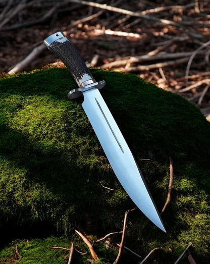KBS Knives 18 inch Bowie Knife With Sheath – D2 Steel Blade & Stag Horn Handle