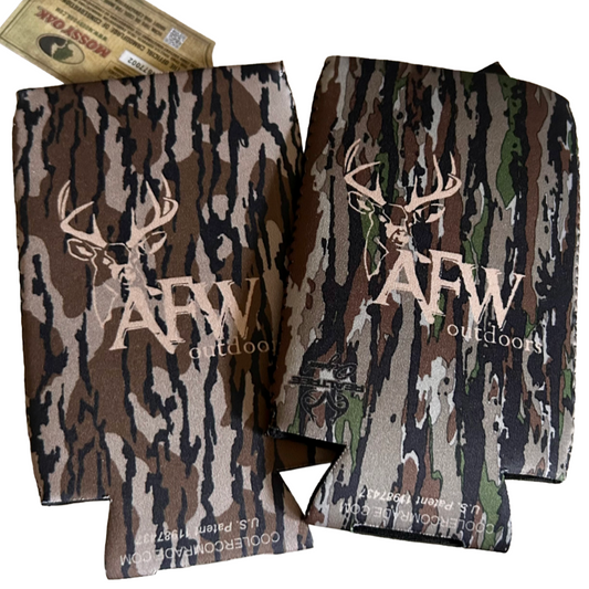 American Flyway Waterfowl Buck Logo Drink Koozies - Skinny Can