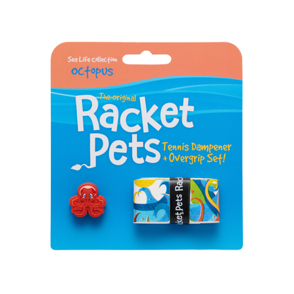 Racket Pets Octopus Tennis Overgrip Tape and Matching Shock Absorbing Dampener for Tennis Racket