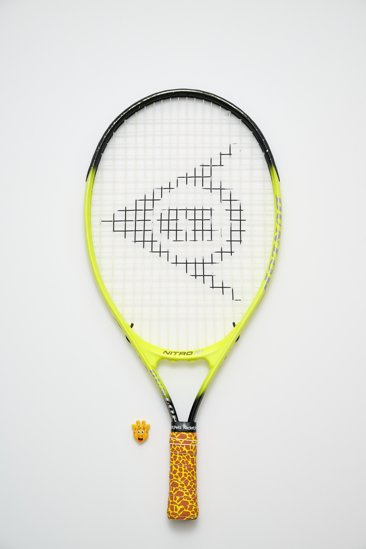 Racket Pets Giraffe Yellow  Tennis Overgrip Tape and Matching Shock Absorbing Dampener for Tennis Racket
