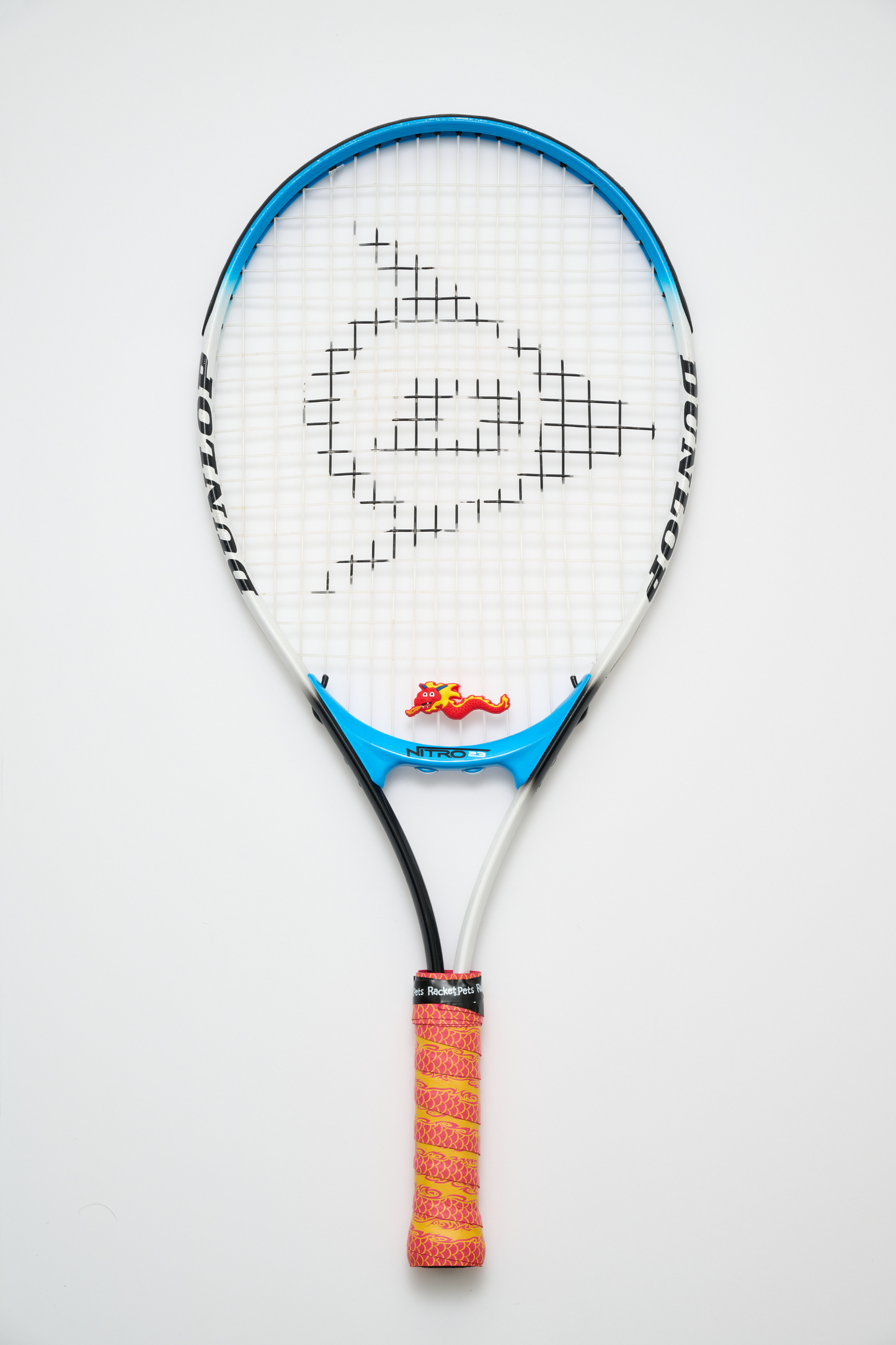 Racket Pets Dragon Red Tennis Overgrip Tape and Matching Shock Absorbing Dampener for Tennis Racket