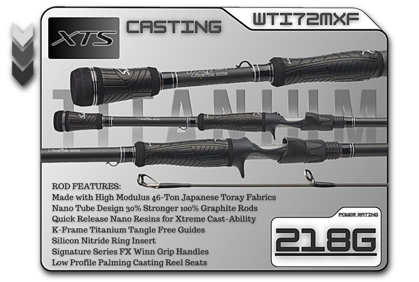 FX Custom Rods Titanium Series 7'2" Medium Xtra Fast Casting Rod