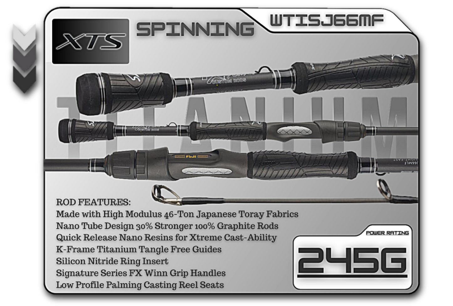 FX Custom Rods Titanium Series 6'6" Medium Fast Spinning Rod