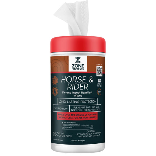 Zone Protects Horse & Rider Fly & Insect Repellent Wipes