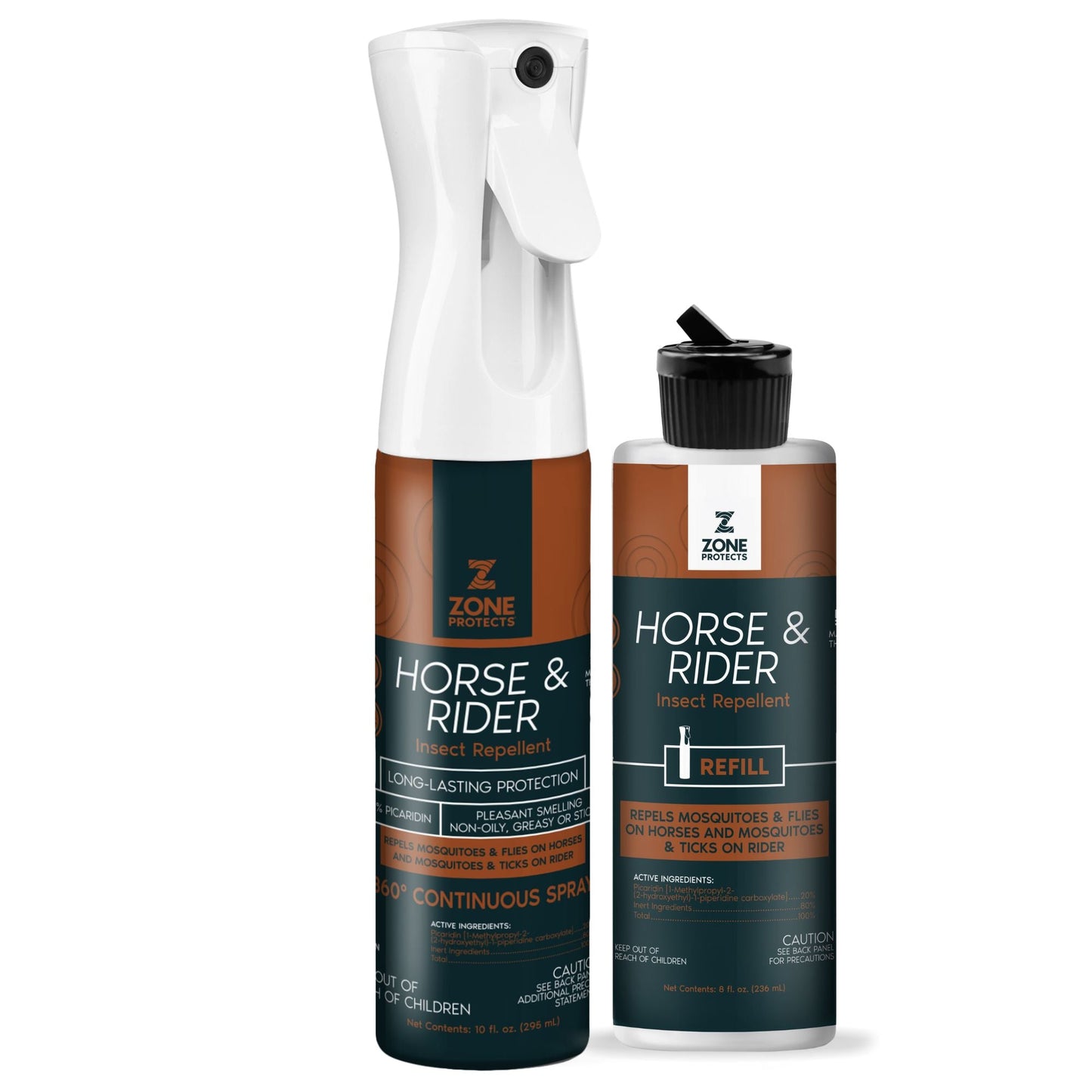 Zone Protects Horse & Rider Fly/Insect Repellent Mistosol + Refill Combo