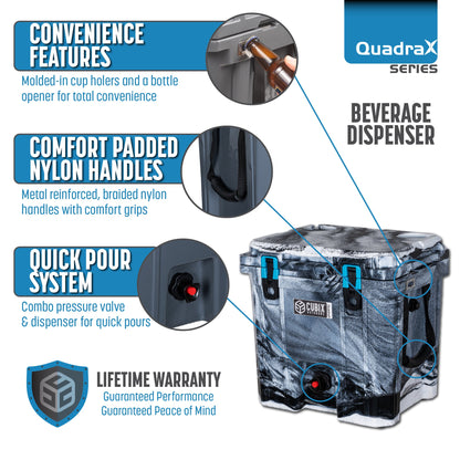 Cubix Outdoors 5 Gallon, 2-in-1 Beverage Dispenser/Cooler - QuadraX Hard Cooler