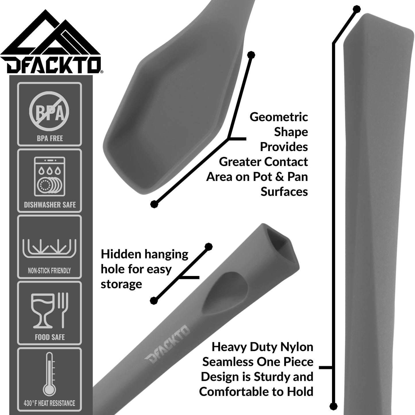 DFACKTO 6 Piece Heavy Duty Kitchen Utensil Set // Gray