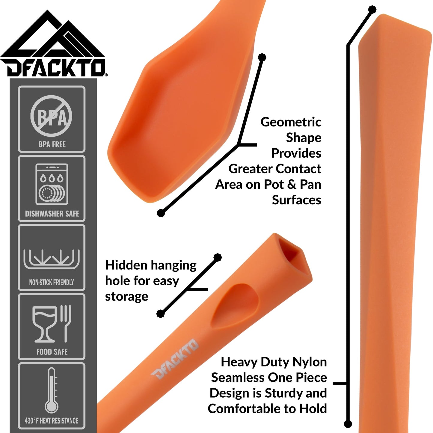 DFACKTO 6 Piece Heavy Duty Kitchen Utensil Set // Orange