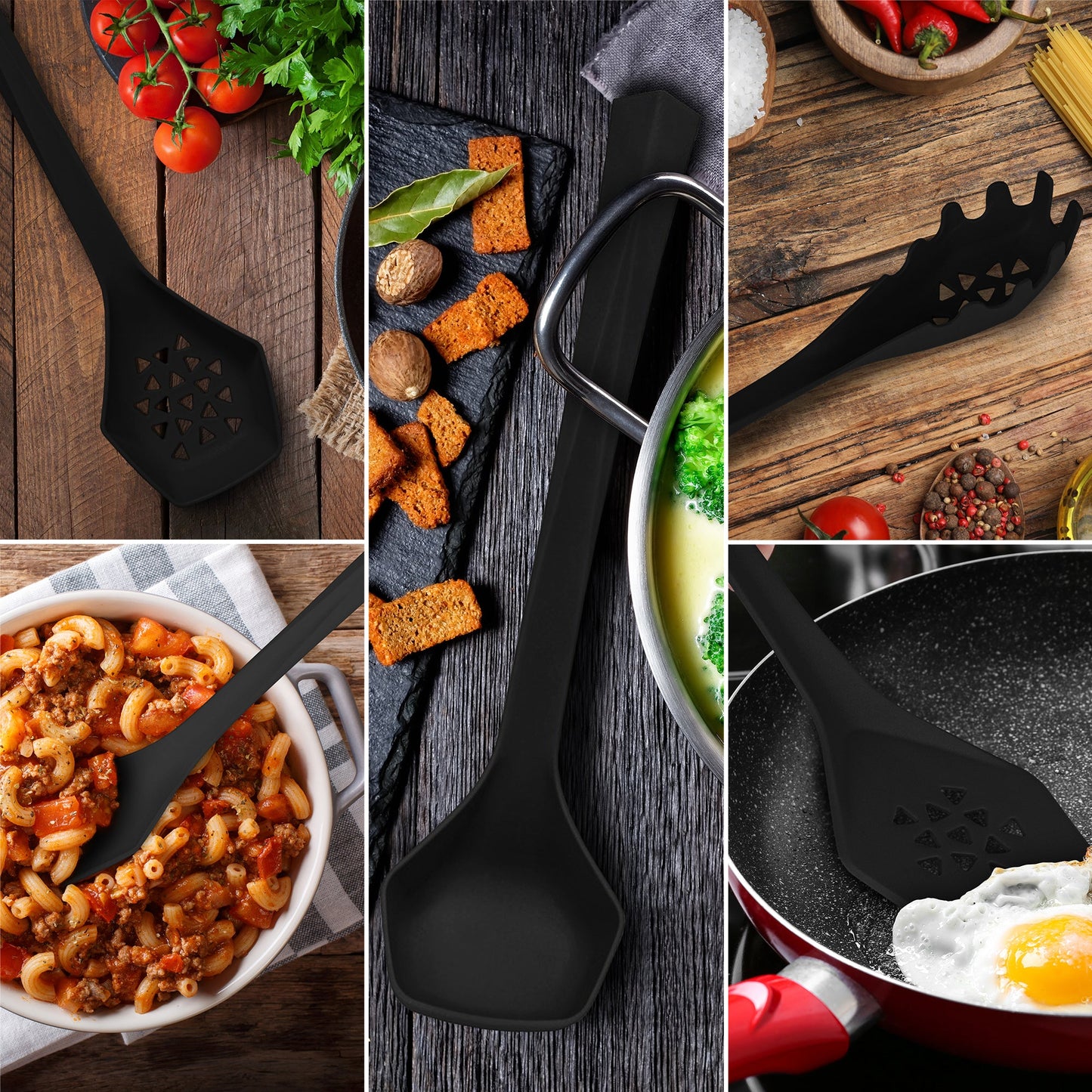 DFACKTO 6 Piece Heavy Duty Kitchen Utensil Set // Black