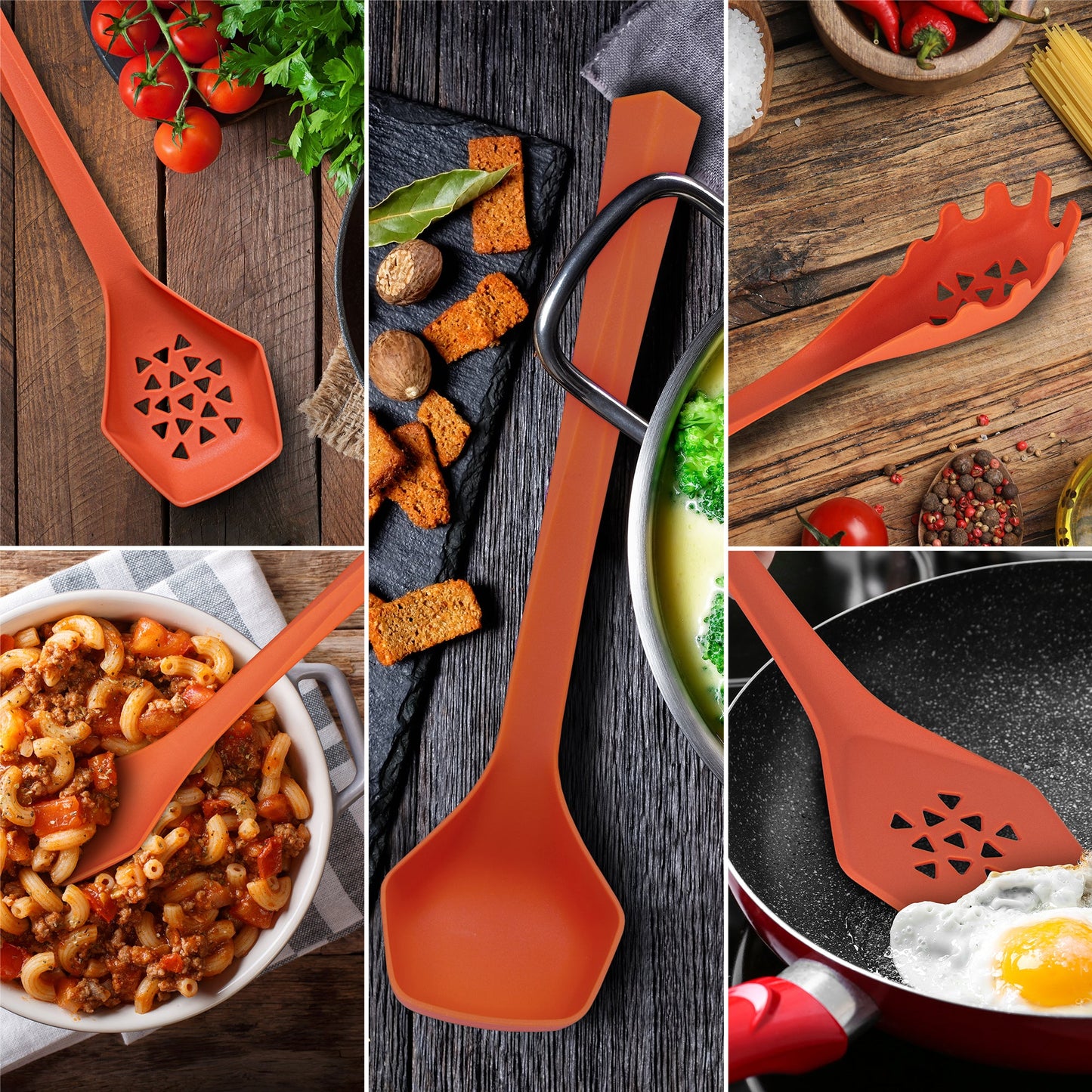DFACKTO 6 Piece Heavy Duty Kitchen Utensil Set // Orange