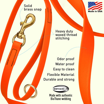 Dogline Viper Biothane Traffic Lead - Brass Hardware