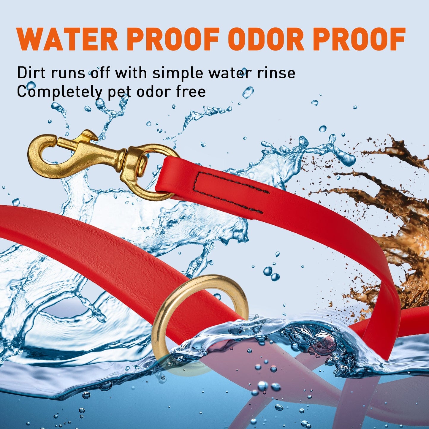Dogline Viper Biothane Traffic Lead - Brass Hardware