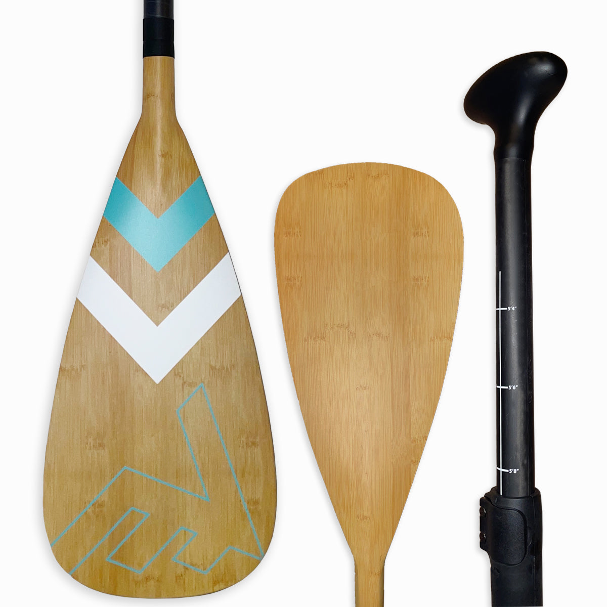 Vamo Life Carbon-Fiberglass Adjustable Paddle with ABS Edge  - Bamboo/Caribbean