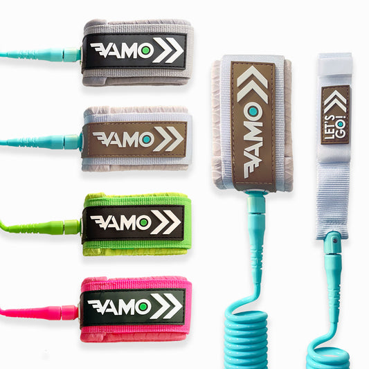 Vamo Life 9' Full Coiled SUP Paddleboard Leash - Vibrant Collection