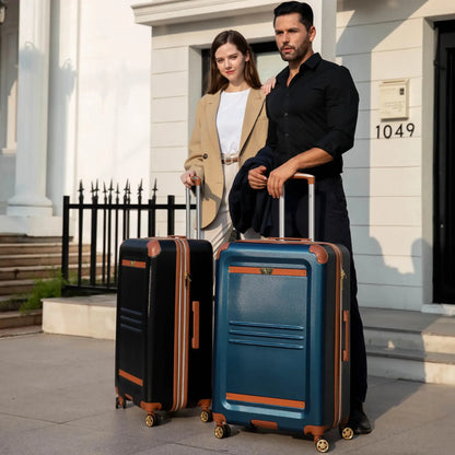 Travellty Vintage 3 Piece Expandable Retro Luggage Set