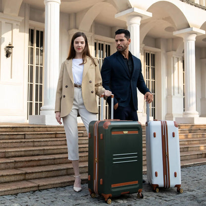 Travellty Vintage 3 Piece Expandable Retro Luggage Set