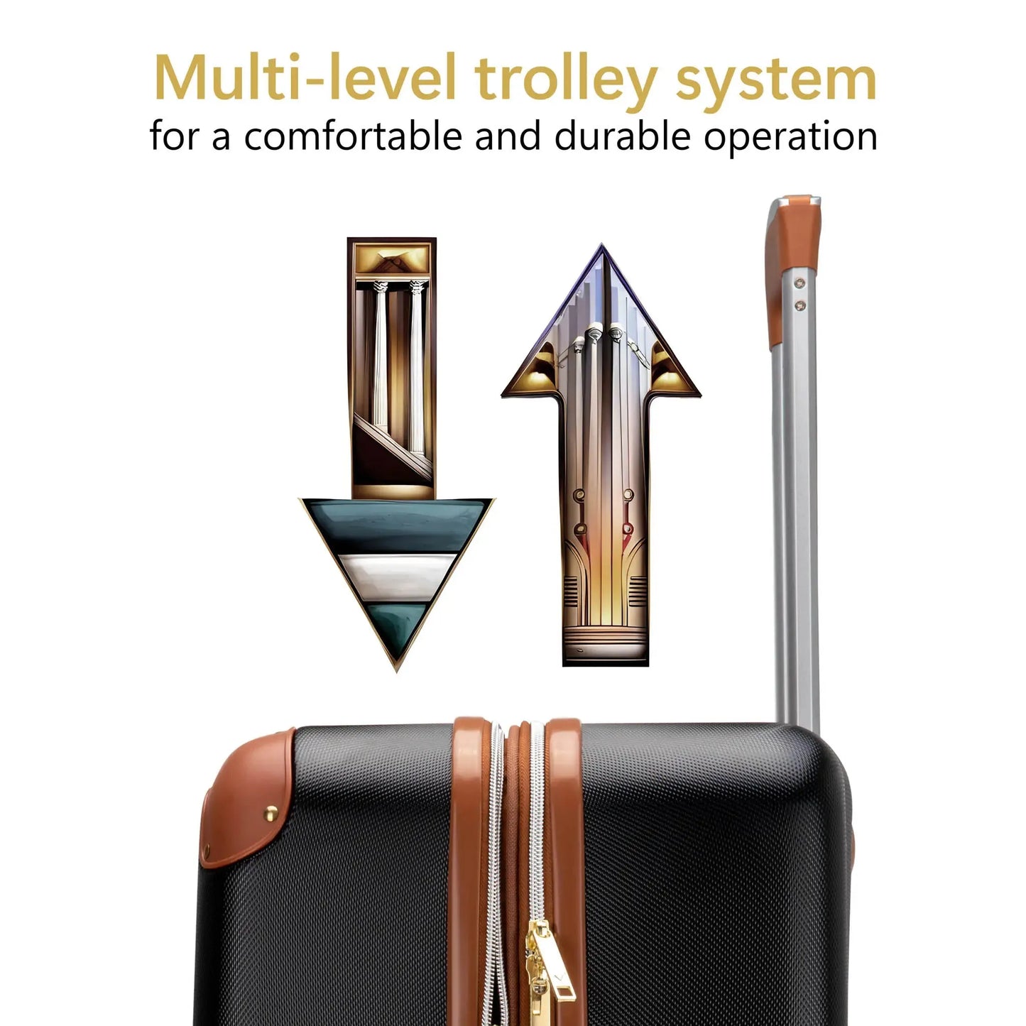 Travellty Vintage 3 Piece Expandable Retro Luggage Set