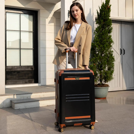 Travellty Vintage 3 Piece Expandable Retro Luggage Set