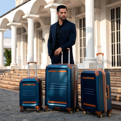 Travellty Vintage 3 Piece Expandable Retro Luggage Set