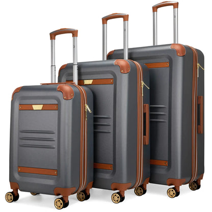 Travellty Vintage 3 Piece Expandable Retro Luggage Set
