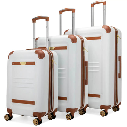 Travellty Vintage 3 Piece Expandable Retro Luggage Set