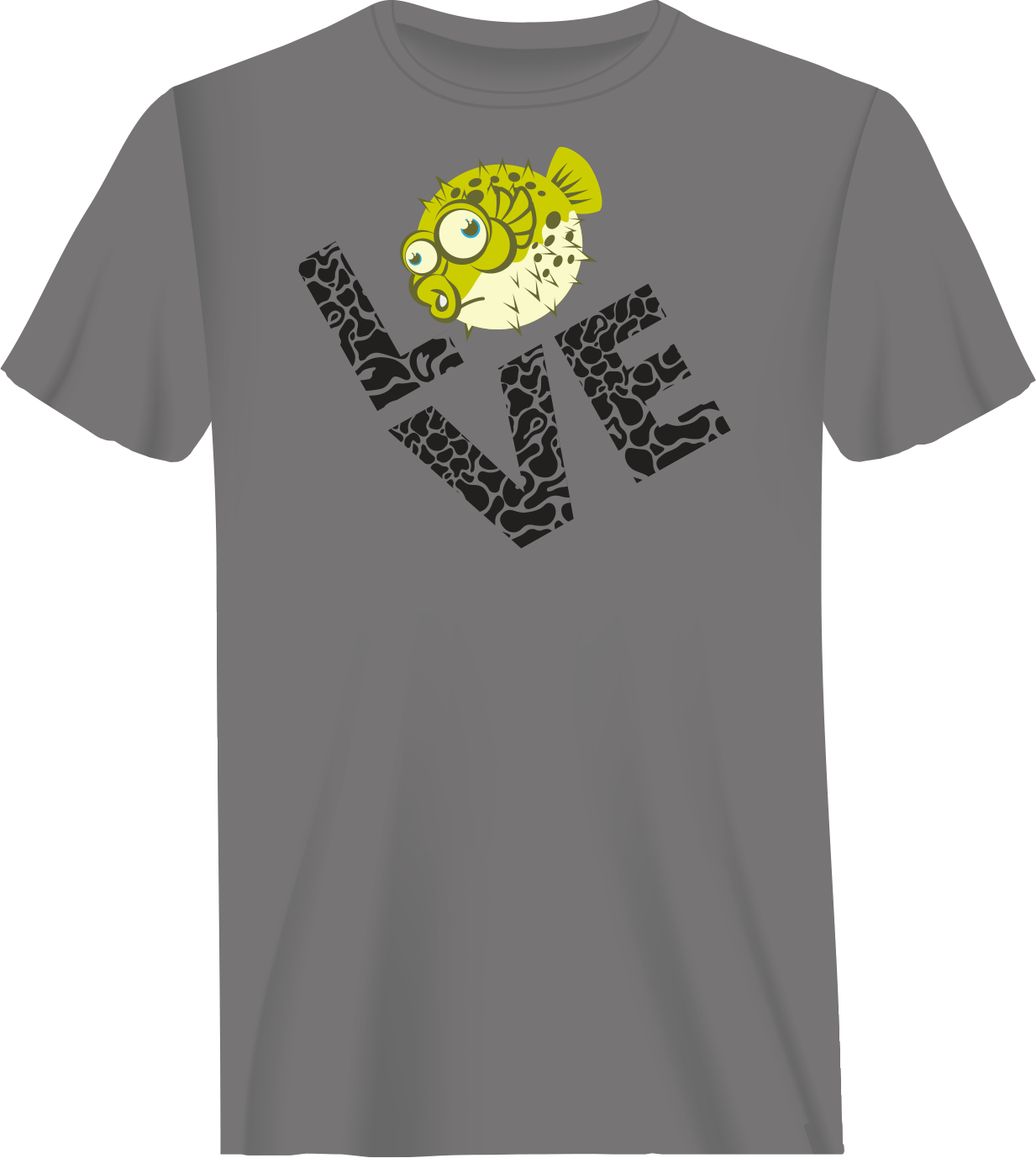 Outdoorzees Love Fishing Green Blowfish Globe Man T-Shirt