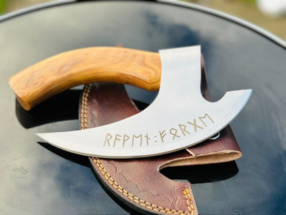 Texan Knives Vikings Pizza Cutter – Custom Handmade 8-Inch J2 Steel Blade with Wooden Handle