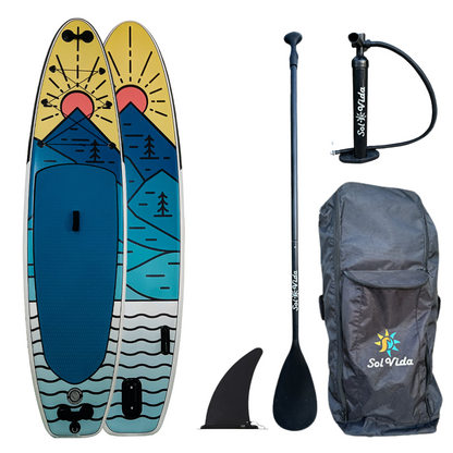SolVida VidaGlide Canyon Pack: 10' 6'' Inflatable Paddle Board + Paddle, Pump, Detachable Fin, & Carrying Case