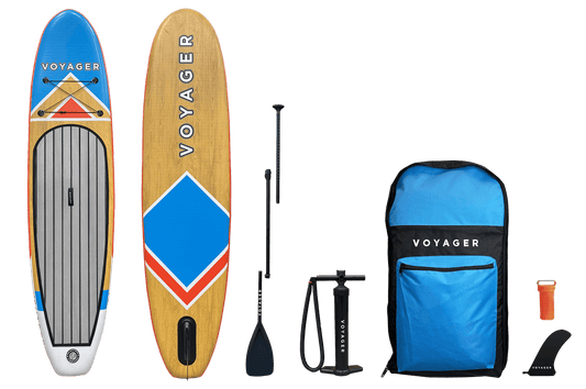 AO Coolers 10'10 Woodgrain Voyager Inflatable SUP Package