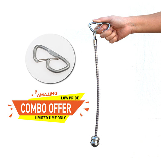 Stinger Survival Tools Stainless Steel Spiked Monkey Fist: Car Emergency Window Breaker + GPCA Carabiner Loop LITE (1 PC)
