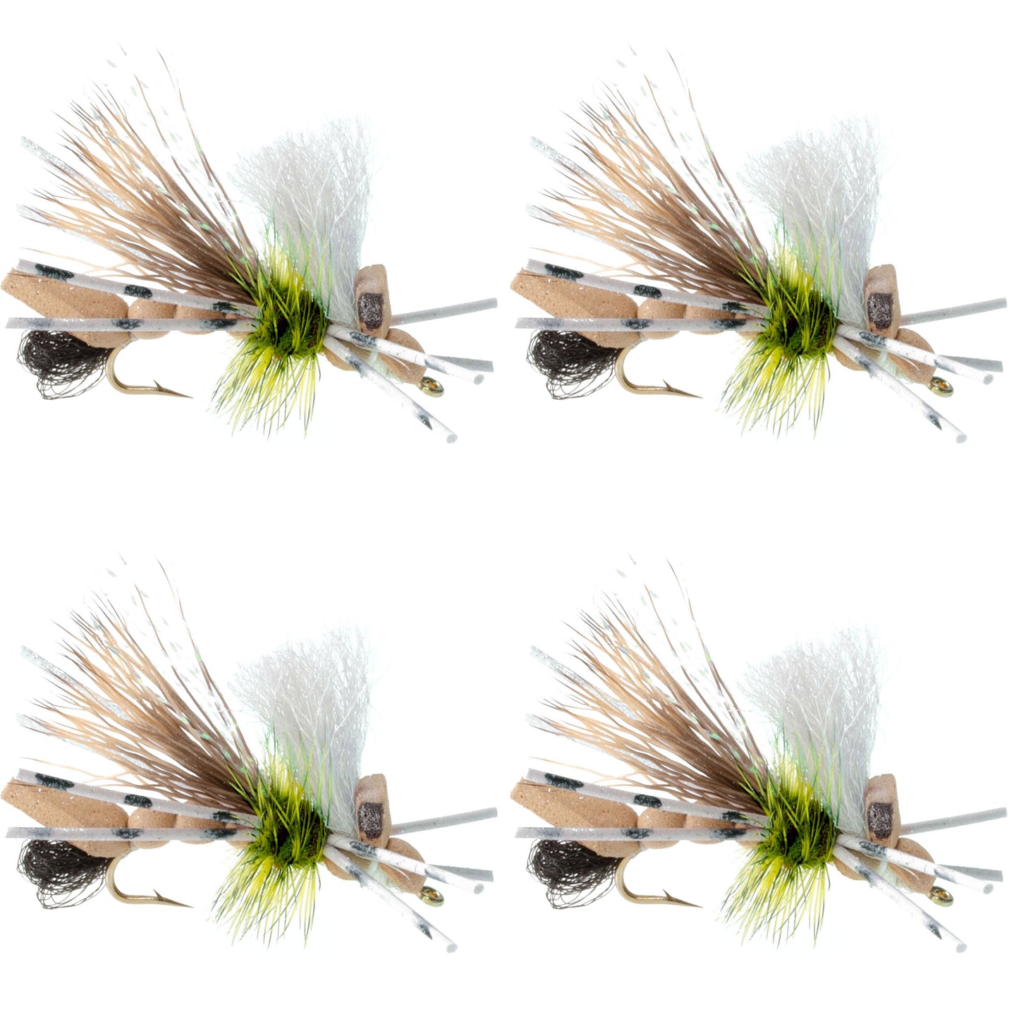 The Fly Fishing Place Water Trout Foam Grasshopper Fly - 4 Flies Hook Size 10