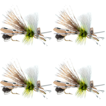 The Fly Fishing Place Water Trout Foam Grasshopper Fly - 4 Flies Hook Size 10