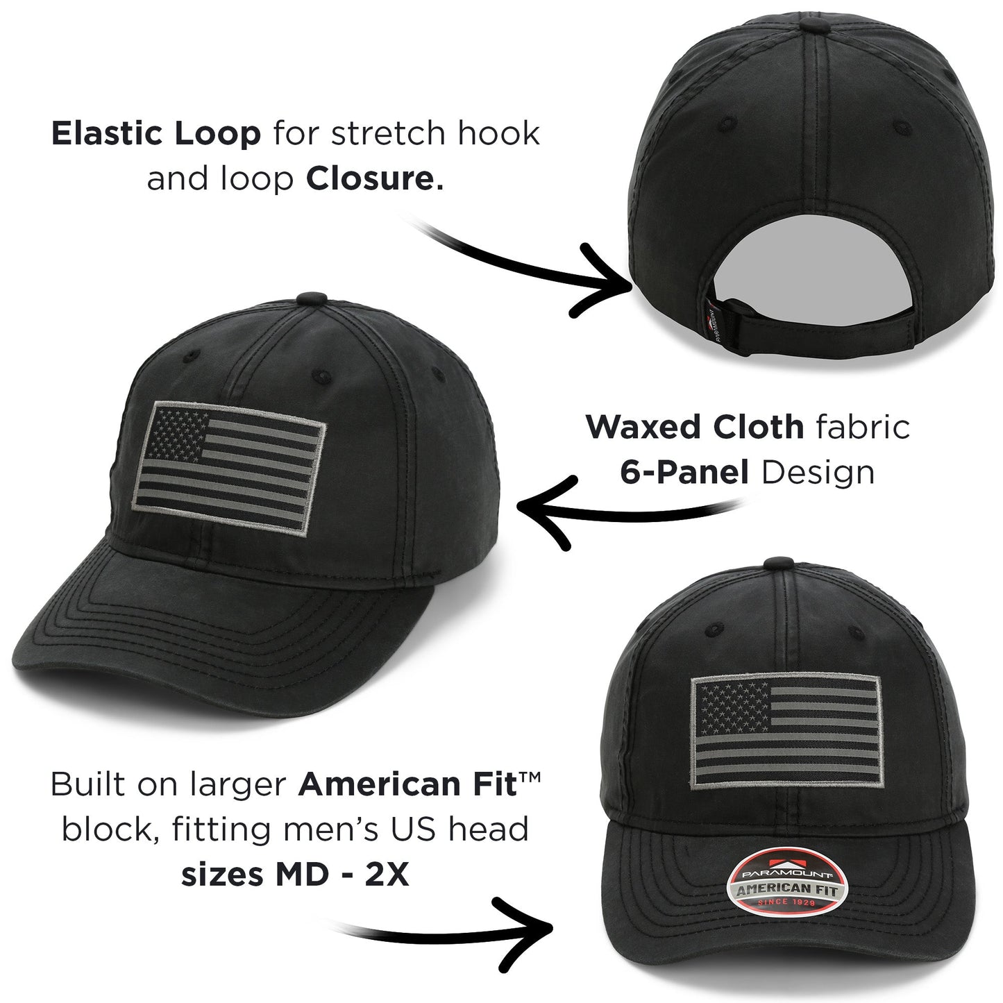 Paramount Outdoors Waxed Cloth American Flag Dad Cap