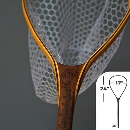 Wayward Trading Post Big Dipper 24"x17" - Rainbow Trout Engraved - Natural Fly Fishing Traditional Landing Net - Handcrafted & Made in USA