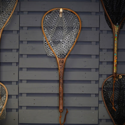 Wayward Trading Post Little Dipper 12"x8" - Brook Trout Engraved - Natural Fly Fishing Traditional Landing Net - Handcrafted & Made in USA