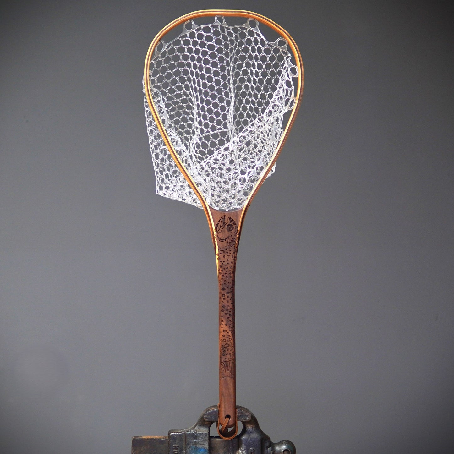 Wayward Trading Post Fat Jake 16"x12" - Brook Trout Engraved - Natural Fly Fishing Traditional Landing Net - Handcrafted & Made in USA