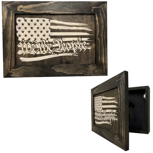 Bellewood Designs - American Flag Gun Cabinet We The People Decorative (Black and White)