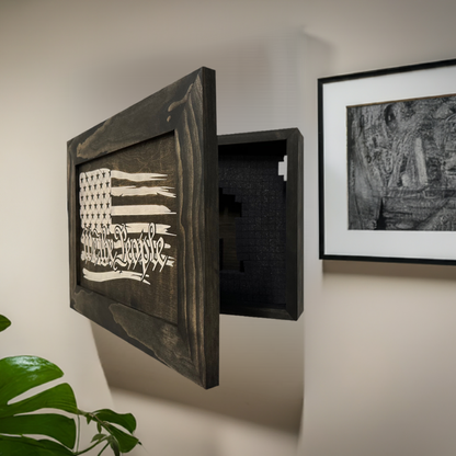 Bellewood Designs - American Flag Gun Cabinet We The People Decorative (Black and White)